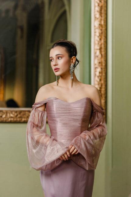 Zina compleu corset tulle de matase peliculizat si fusta tafta